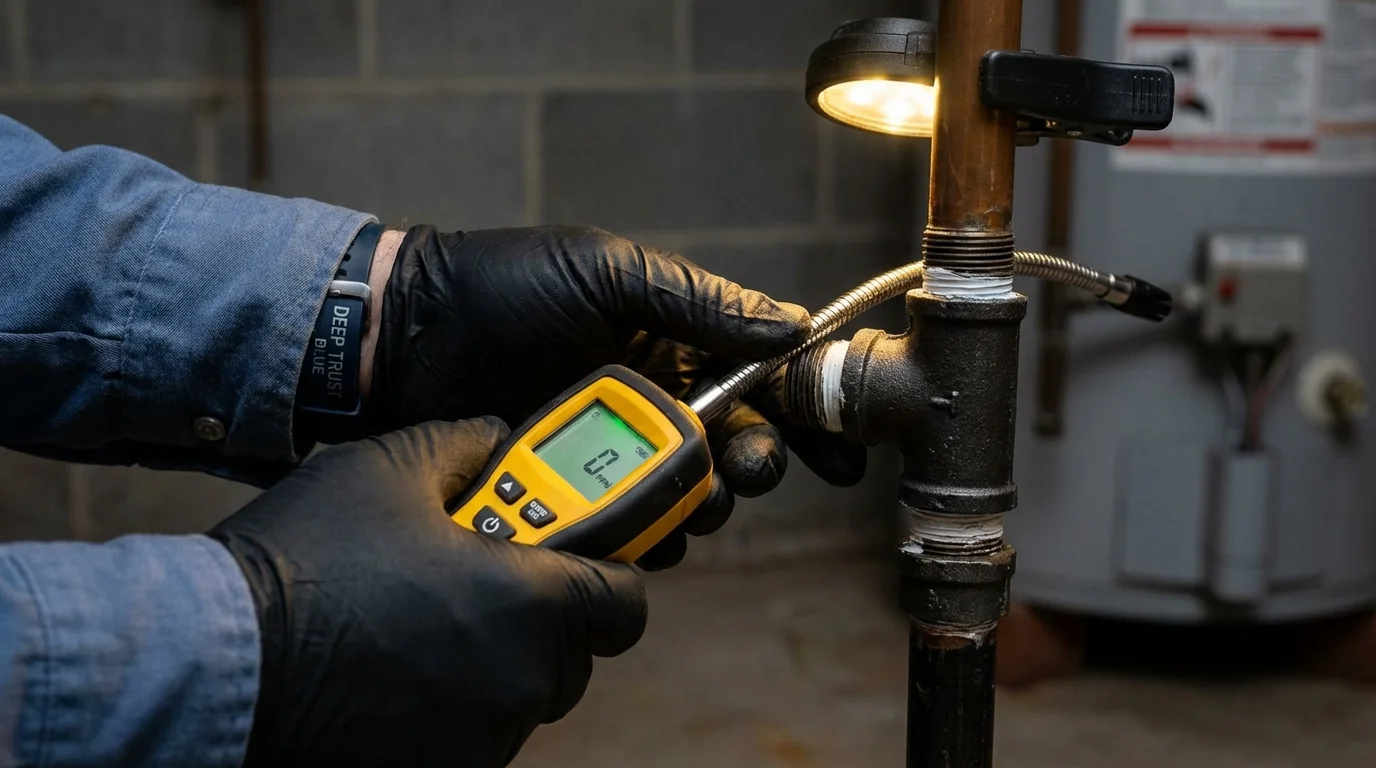 Gas leak detection with electronic sniffer by Johns Plumbing LLC in Silverdale