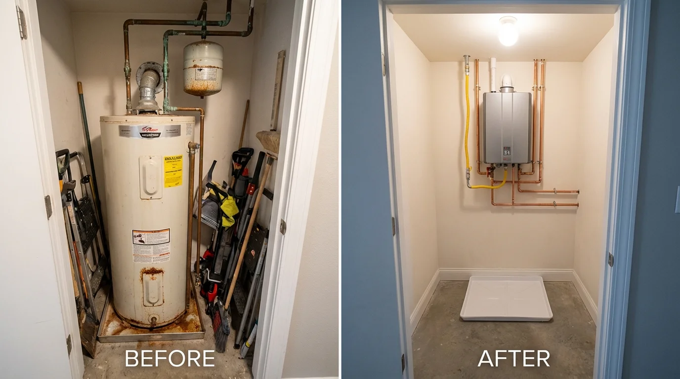 Tank water heater versus wall-mounted tankless unit comparison for Silverdale, WA homeowners