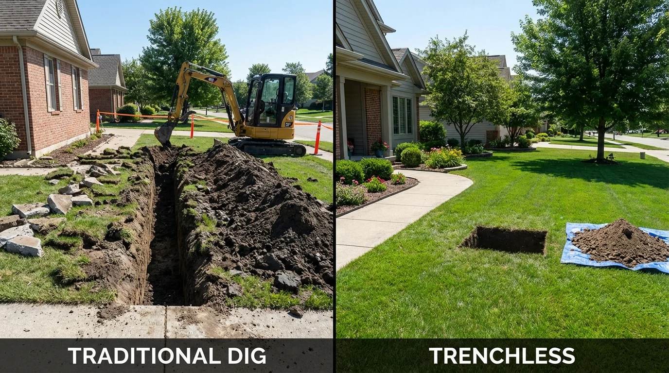 Trenchless sewer repair with minimal yard damage versus traditional excavation in Silverdale, WA
